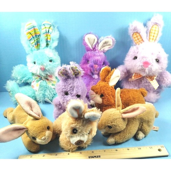 8 Little Plush Easter Bunny Rabbits Russ Berrie TY Burton Tom Toms Walmart GB - Picture 2 of 11